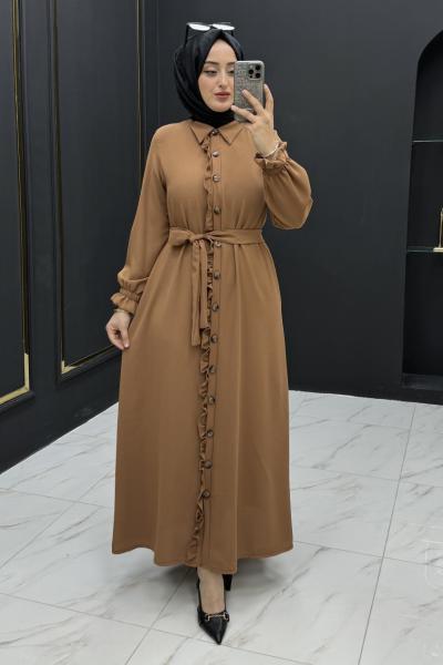 Afra Elbise Ferace Camel Camel