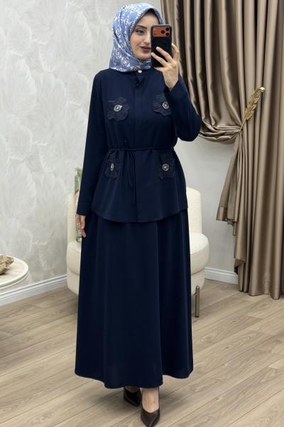 Çiçek Etek Takım Lacivert Lacivert