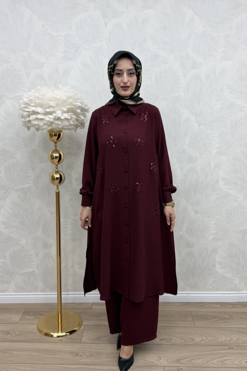 Çisem Takım Bordo Bordo