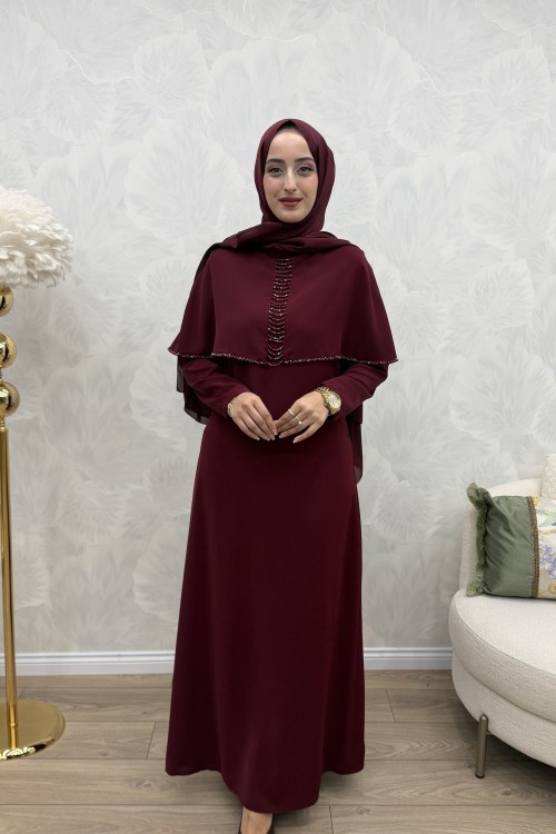 Elmas Abiye Bordo Bordo