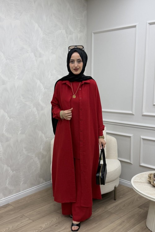 Eva 3 Lü Takım Kırmızı Kırmızı