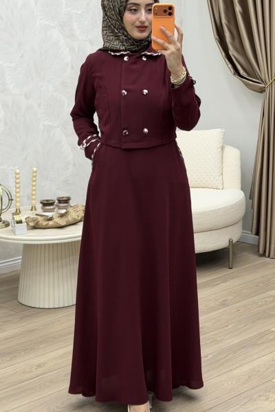 Ezel Elbise Bordo Bordo