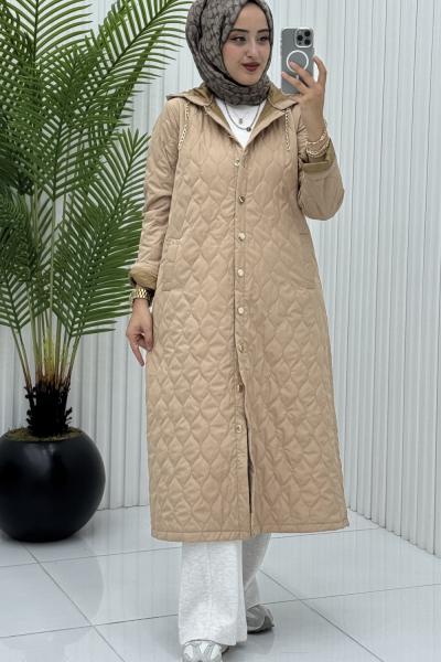 Gözde Kapitone Mont Bej Bej