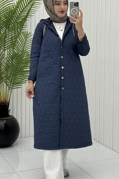 Gözde Kapitone Mont Lacivert Lacivert