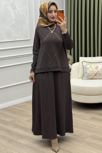 Irmak Etek Takım Kahverengi Kahverengi