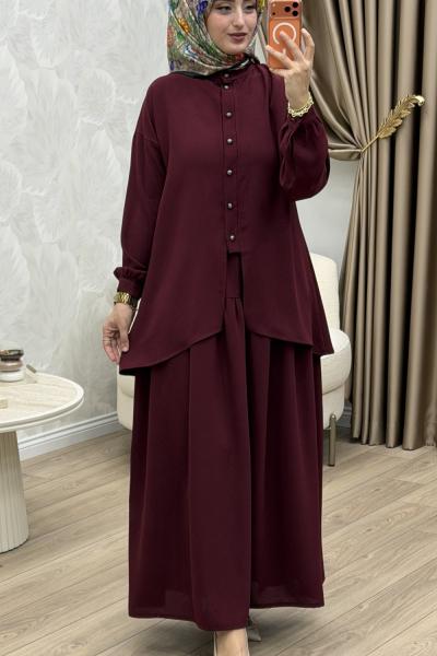 Laçin Etek Takım Bordo Bordo