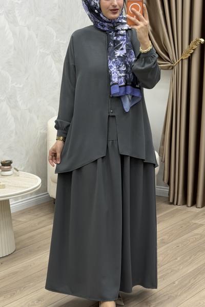 Laçin Etek Takım Gri Gri