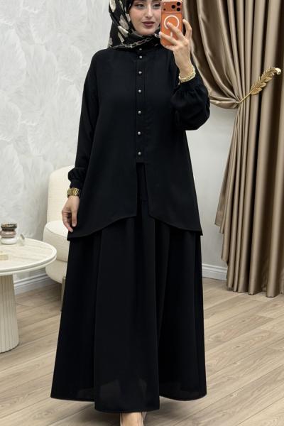 Laçin Etek Takım Siyah Siyah