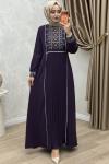 Lale Elbise Koyu Mor Koyu Mor