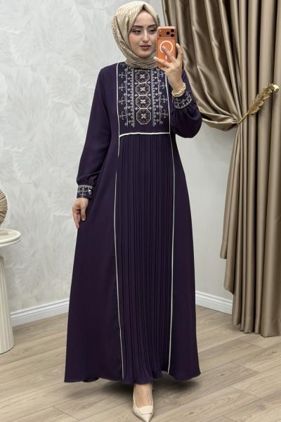 Lale Elbise Koyu Mor Koyu Mor