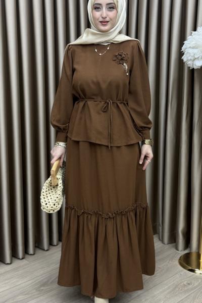 Manolya Etek Takım Kahverengi Kahverengi