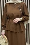 Manolya Etek Takım Kahverengi Kahverengi