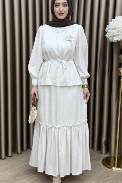 Manolya Etek Takım Krem Krem