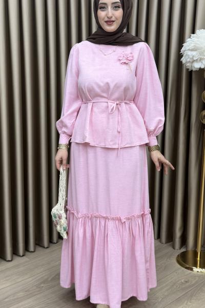 Manolya Etek Takım Pembe Pembe