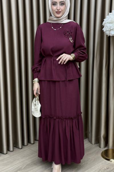 Manolya Etek Takım Bordo Bordo