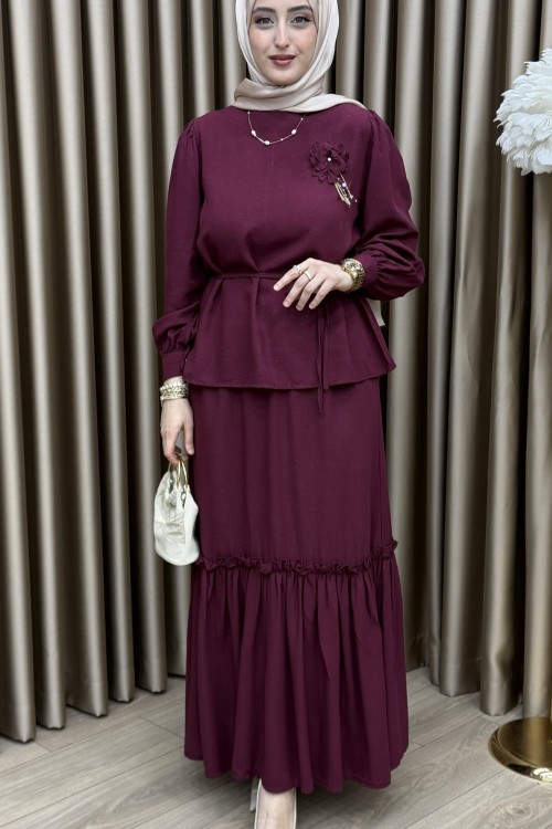 Manolya Etek Takım Bordo Bordo