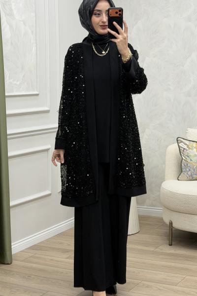 Safir 3 Lü Takım Siyah Siyah