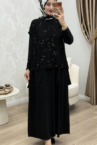 Velora 2 Li Abiye Takım Siyah Siyah