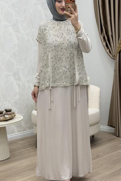 Velora 2 Li Abiye Takım Krem Krem