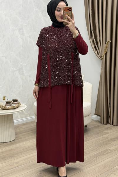 Velora 2 Li Abiye Takım Bordo Bordo