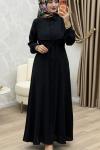 Yüsra Elbise Siyah Siyah