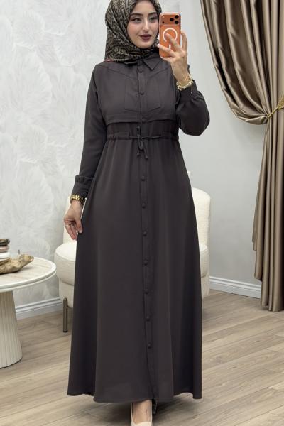 Yüsra Elbise Kahverengi Kahverengi