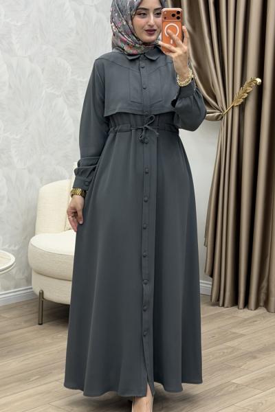 Yüsra Elbise Gri Gri