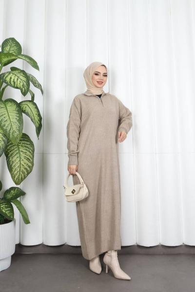 Fermuarlı Triko Elbise