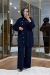 Asimetrik  Metal Düğme Detaylı Takım Lacivert