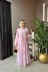 Bağlama Detay Tensel Elbise Pembe