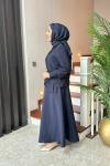 Cep Detaylı Cupra Etekli Takım  Lacivert