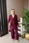 Kruvaze Ceket Takım Bordo