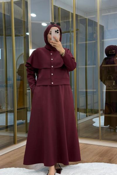 Pelerinli Scuba Etekli Takım  Bordo