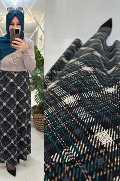 Afra etek örme penye kumaş ekoseli yeşil Yeşil