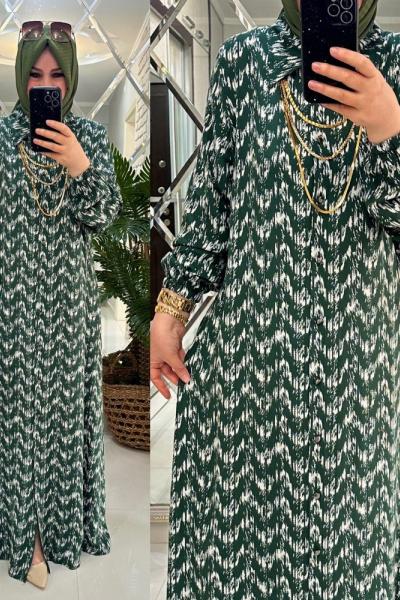 Alisa elbise viskon kumaş haki Haki