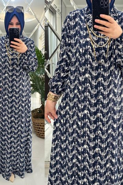 Alisa elbise viskon kumaş laci Lacivert