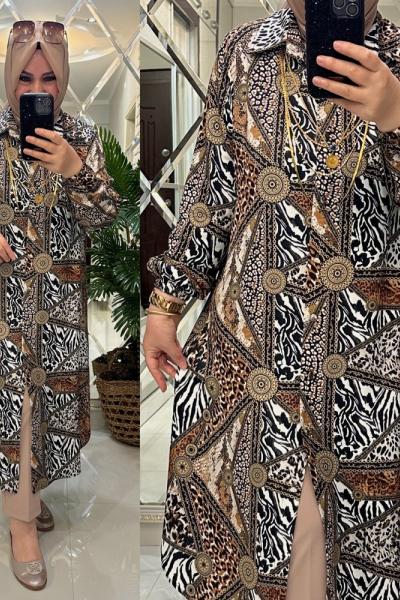 Alya gömlek belmando viskon kumaş  Siyah Kahverengi