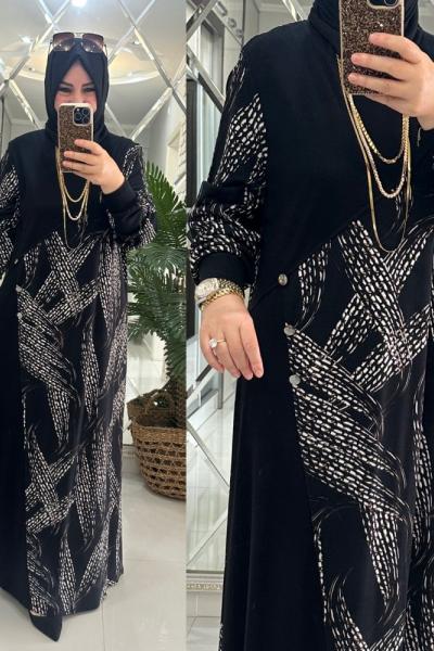 Atiye elbise örme/krep penye kumaş siyah  Siyah