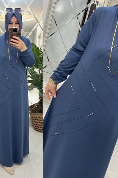 Aynur elbise oyşo kumaş mavi Mavi