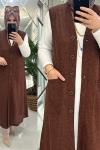 Azra yelek kaşkorse kumaş kahve Kahverengi
