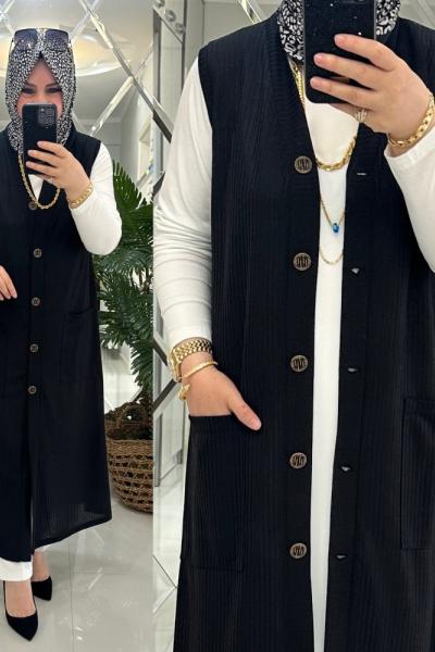 Azra yelek kaşkorse kumaş siyah  Siyah