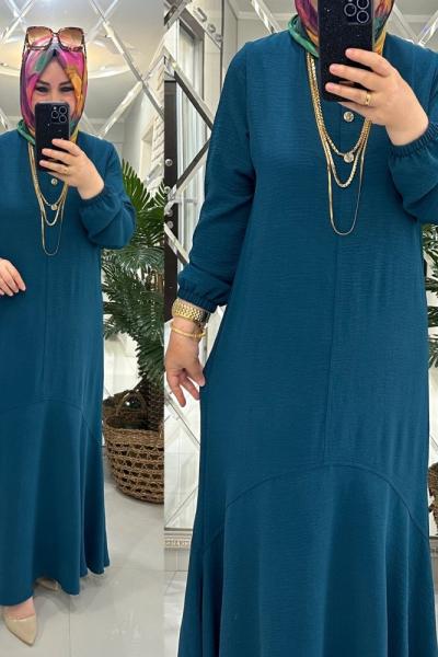 Banu elbise ayrobin kumaş petrol Petrol Yeşili