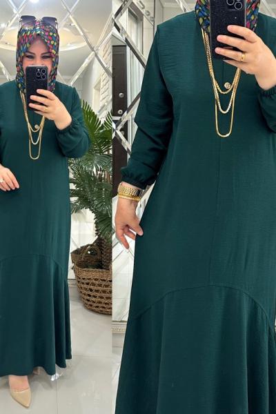 Banu elbise ayrobin kumaş zümrüt  Zümrüt