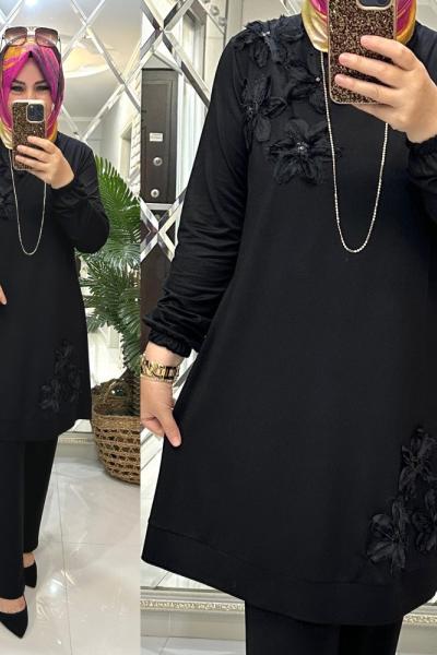 Berna takım ikiiplik penye kumaş siyah  Siyah