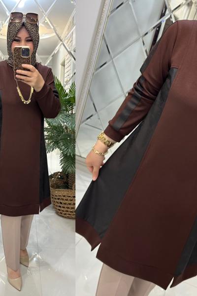 Berra tunik oyşo kumaş kahve Tarçın