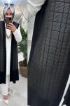 Berra yelek file detaylı ipek penye kumaş  Siyah