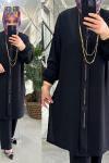 Betül takım krep kumaş siyah  Siyah