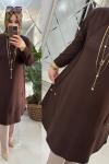 Beyza tunik Oyşo kumaş kahve Kahverengi