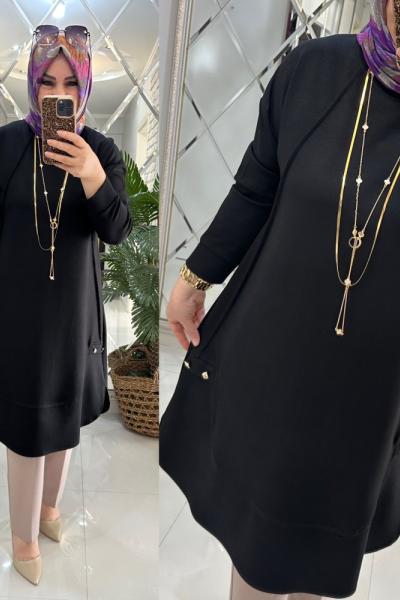 Beyza tunik Oyşo kumaş siyah  Siyah