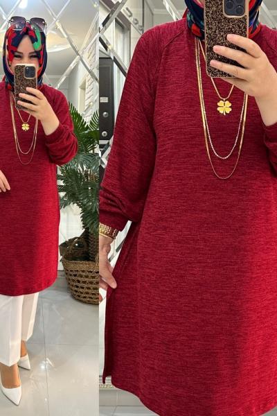 Burcu tunik yumoş triko kırmızı  Kırmızı